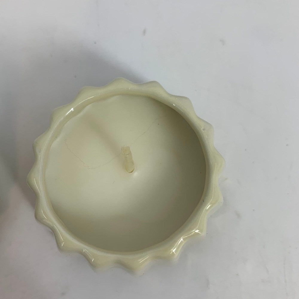 Ceramic Christmas Tree Candle Holder Gold Trimmed Holiday Decor - Picture 4 of 9